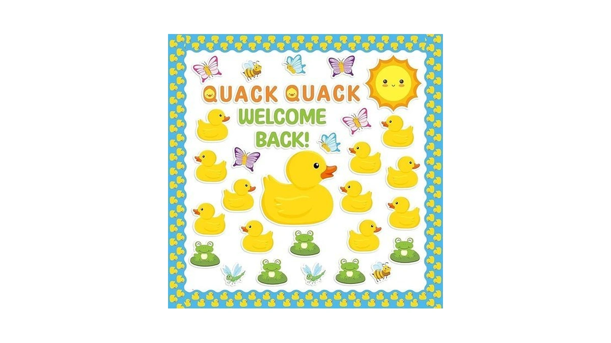 Asodsway 120pcs Duck Bulletin Board Cutouts Set With Welcome Back