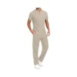 Prinstory Men's Short Sleeve Outfits Waffle Knit Henley Shirt And