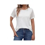 Women's Short Sleeve Shirts, Dressy Lace Summer Trendy T-shirts, Casual