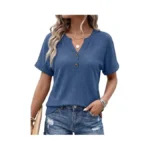 Aumora Womens Short Sleeve Tops V Neck Casual Tops For