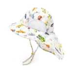 Kids Upf50+ Sun Hat With Neck Flap Wide Brim, Ponytail