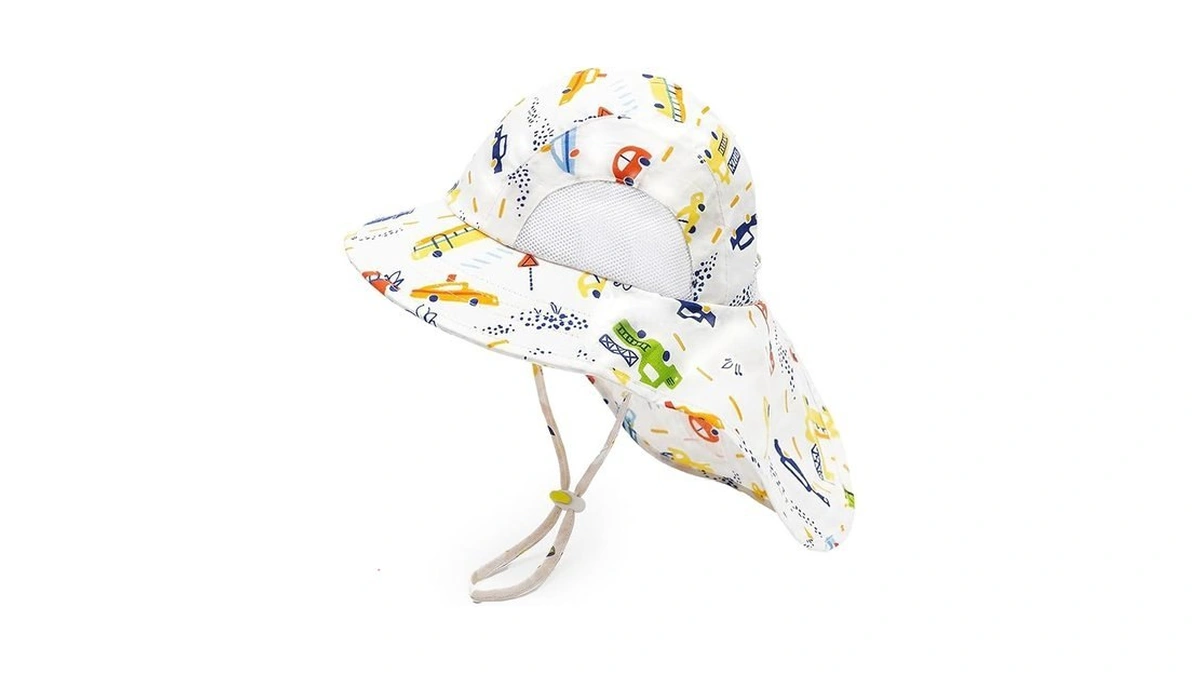 Kids Upf50+ Sun Hat With Neck Flap Wide Brim, Ponytail