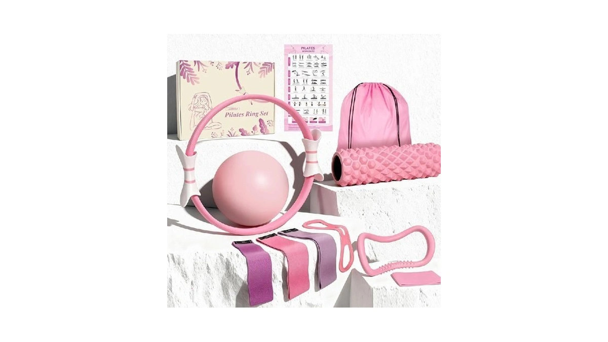 Lzcdudu Pink Pilates Ring Kit With 14 Inch Magic Circle