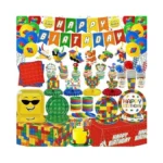224pcs Building Block Birthday Decorations, All-in-1 Colorful Blocks Plates And