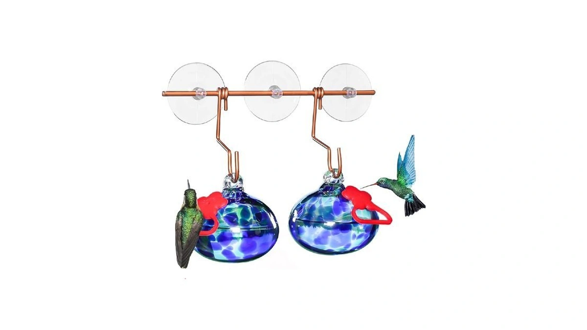 Pozfun Window Hummingbird Feeder With Suction Cups,hand-blown Glass Hummingbird Feeders