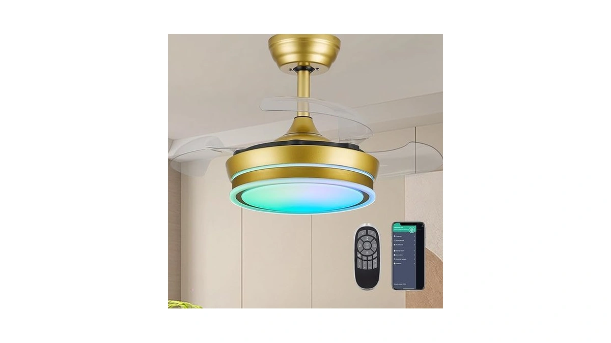 Lumzeylith 30" Retractable Ceiling Fan With Light, Rgb Modern Fandelier
