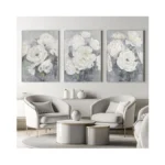 Zessonic Gray And White Floral Wall Art Textured Set Of