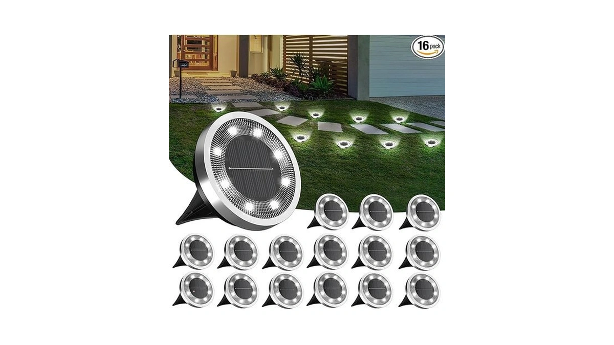 Incx Solar Ground Lights,16 Pack Solar Lights Outdoor Waterproof, Solar