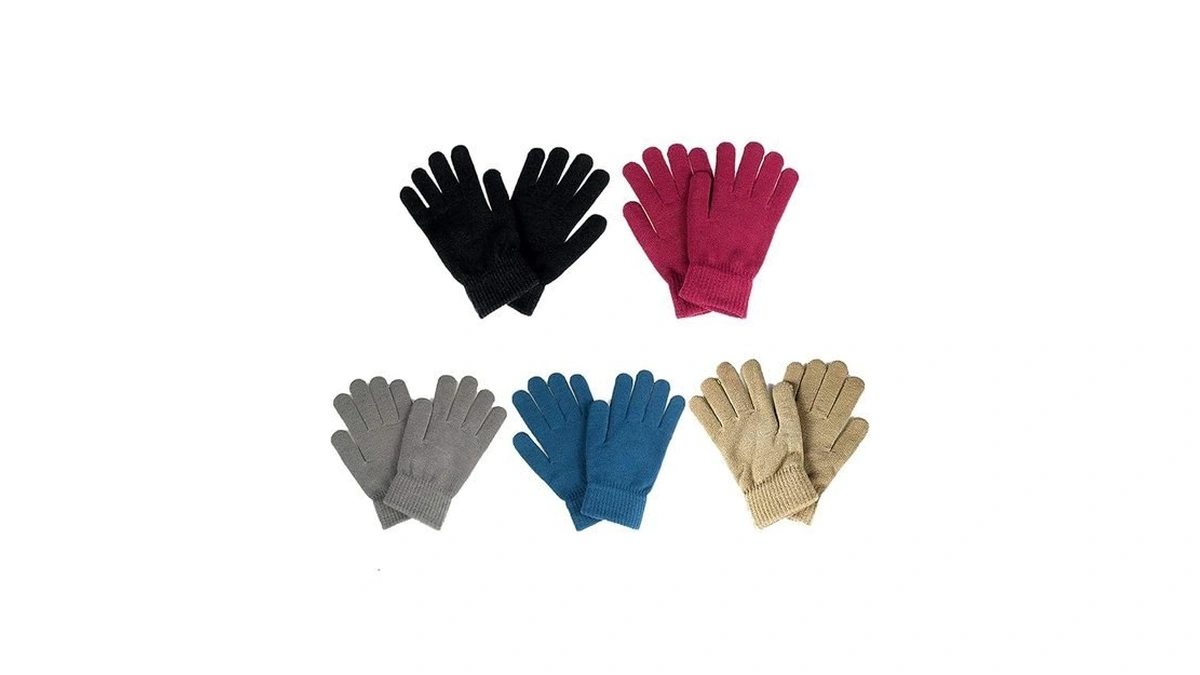 Siledgn 5 Pairs Winter Knitted Magic Elastic Gloves For Adults