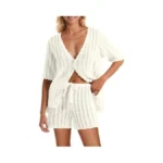 Saodimallsu Womens Crochet Swimsuit Cover Up Short Sleeve V Neck