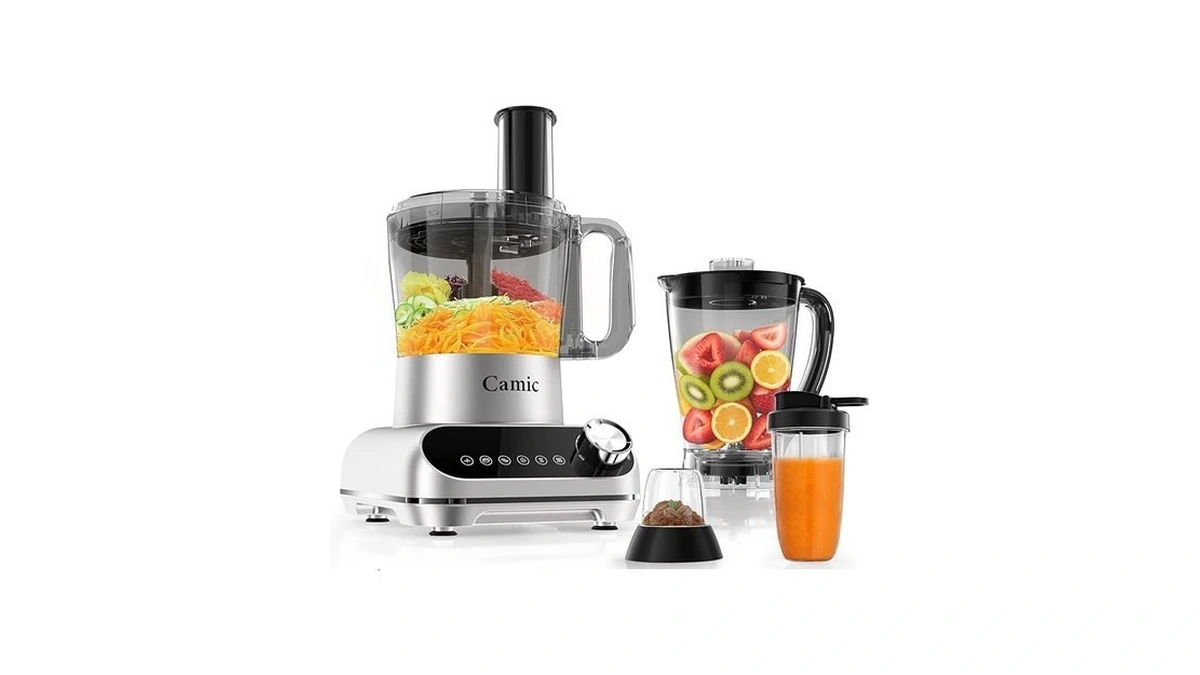 Camic Blender & Food Processor Combo,6 Functions For Smoothies,chopping,slicing,shredding,grinding,dough,72-oz.blender Pitche,64-oz.