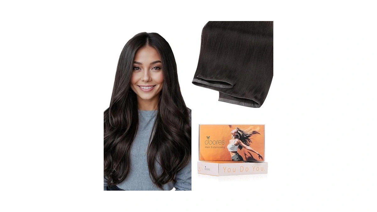 Doores Butterfly Weft Hair Extensions Human Hair, Dark Brown 18