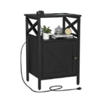 Ffbcfdk End Table With Charging Station, Side Table With Power