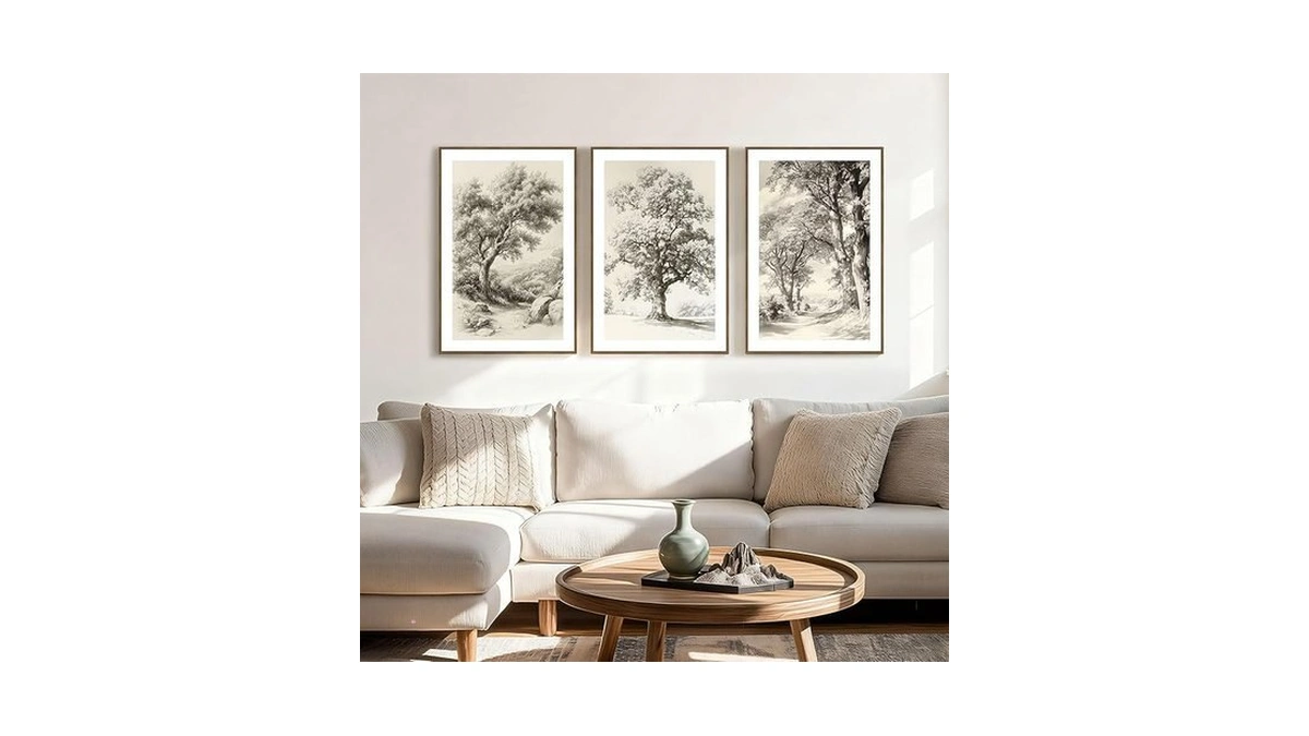 Zessonic Vintage Tree Sketch Wall Art Wilderness Botanical Canvas Oak