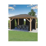 Black Outdoor Patio Curtains Waterproof With Rod Pocket 6 Pcs