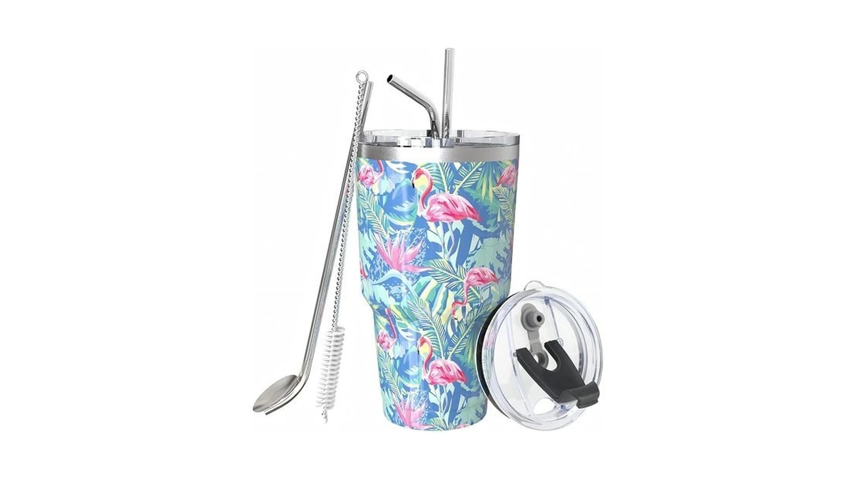 Pandaria 30oz Insulated Tumblers With Lids And Straws, Double Wall