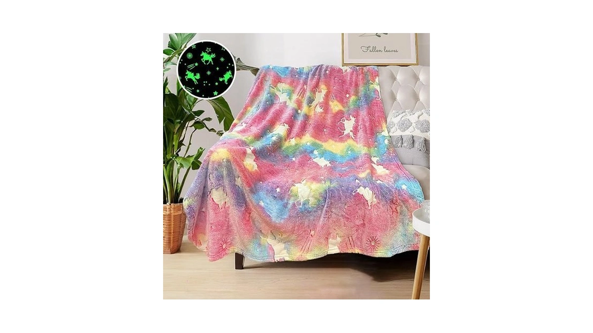 Comfar Unicorn Glow In The Dark Blankets For Girls, Kids