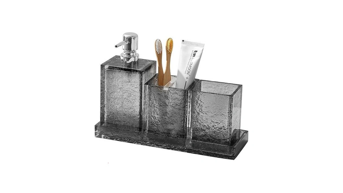Haocoott Bathroom Accessories Set, 4pcs Hand Soap Dispenser And Toothbrush