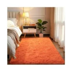 Softlife Orange Area Rug For Bedroom, Fluffy Shag Plush 4x6