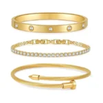 Shengkeao Gold Plated Bangle Bracelets For Women Stackable 18k Gold