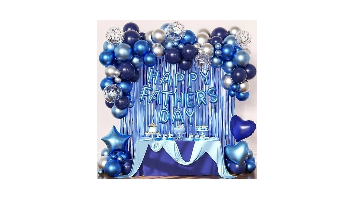 Happy Fathers Day Decorations, Metallic Blue Dark Blue Silver Foil