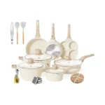 20pcs Pots And Pans Set, Nonstick Cookware Sets, White Granite