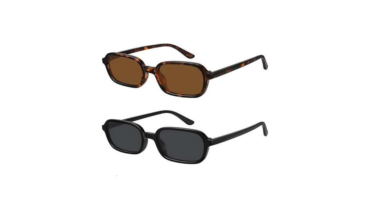 Wowsun Retro Rectangle Sunglasses Womens Small Trendy 90s Sun Glasses