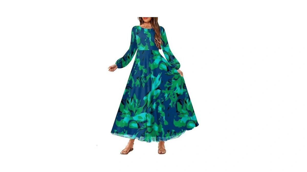 Hosika Girls Fall Dress Floral Long Sleeve Smocked High Waist