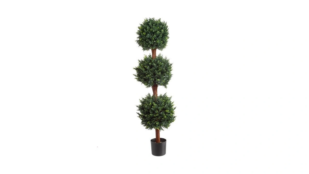 Pure Garden Artificial Tree - 5ft Faux Hedyotis Topiary Ball