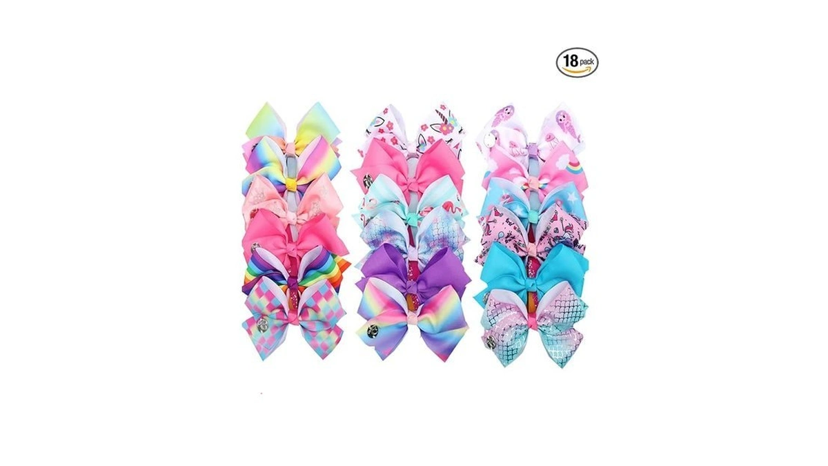 18pcs Hair Bows For Girls - 5 Inch Large Bow