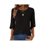Blingfit 3/4 Sleeve Basic Tees Crew Neck Office Tops Summer