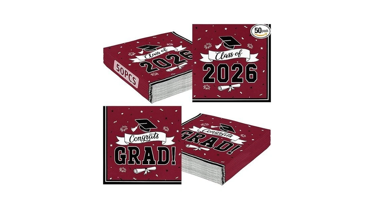 50 Pack Grad Napkins Graduation Decorations 2026, 6.5 X 6.5