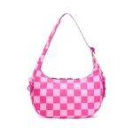 Fodoko Crescent Shoulder Bag For Women Checkered Purse Small Cute