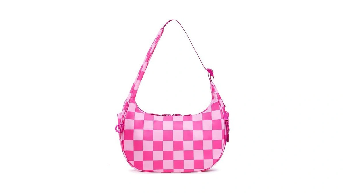 Fodoko Crescent Shoulder Bag For Women Checkered Purse Small Cute