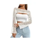 Mincib Womens Crochet Shrug Y2k Hollow Out Bolero Shrug See