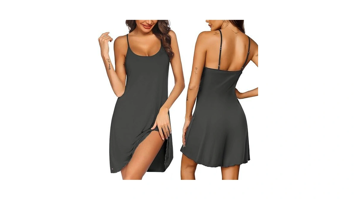 Ekouaer Womens Nightgown Pj Dress For Women Adjustable Spaghetti Chemise