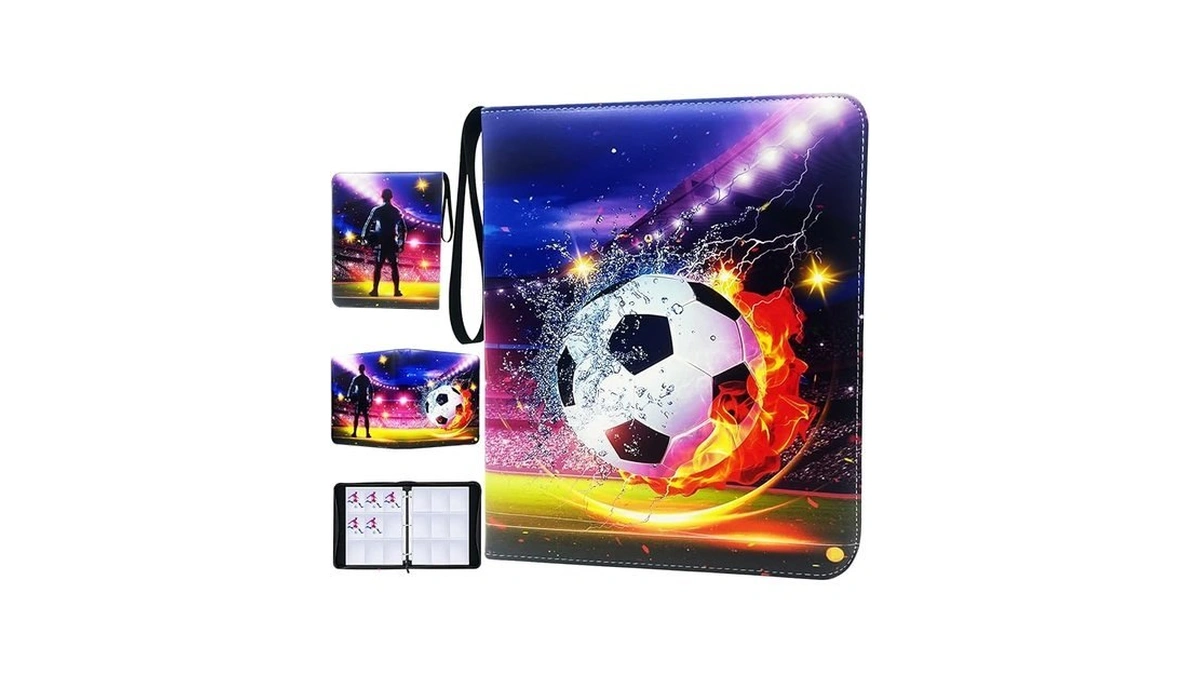 Soccer Card Binder 9 Pocket, Trading Card Binder With Sleeves,