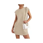 Prettygarden Women's Summer Short T Shirt Dress Cap Sleeve Crew