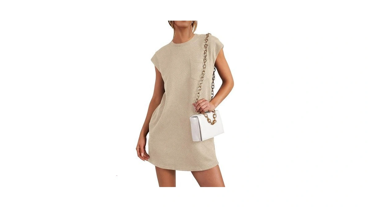 Prettygarden Women's Summer Short T Shirt Dress Cap Sleeve Crew
