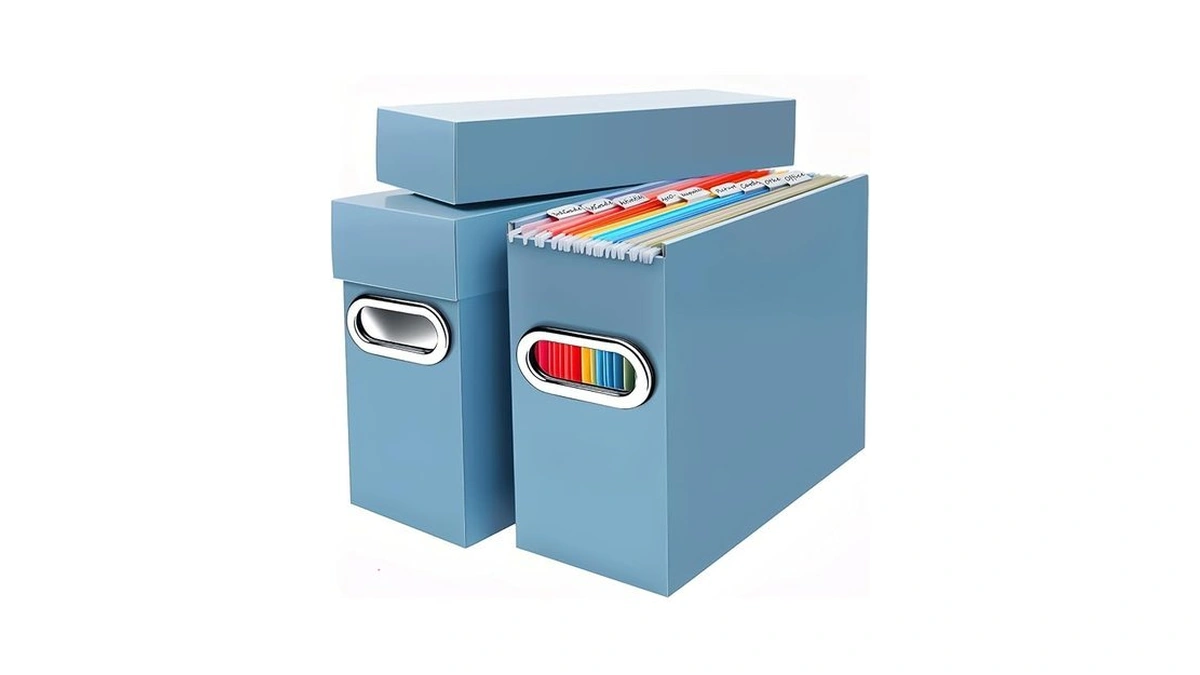 Naleyber File Organizer Box With Lid & Handle, Thickened Cardboard