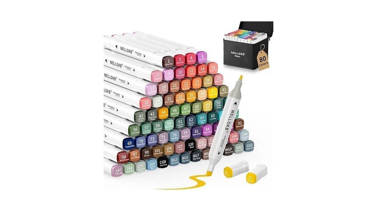 Wellokb Alcohol Markers, 80 Colors Dual Art Colored Markers For