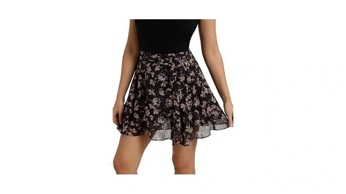 Belle Poque Women's Flowy Ruffle Mini Skirt With Shorts Underneath