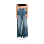 Flvsun Women Y2k Striped Jeans Mid Waist Button Wide Leg