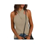 Lagracia Women's Halter Criss Cross Crochet Tops Knit Sleeveless Sweater