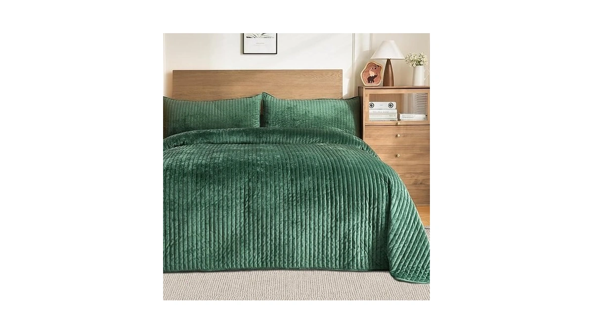 Luxury Velvet Quilt Set King Size 3 Pieces，soft Cozy Oversized