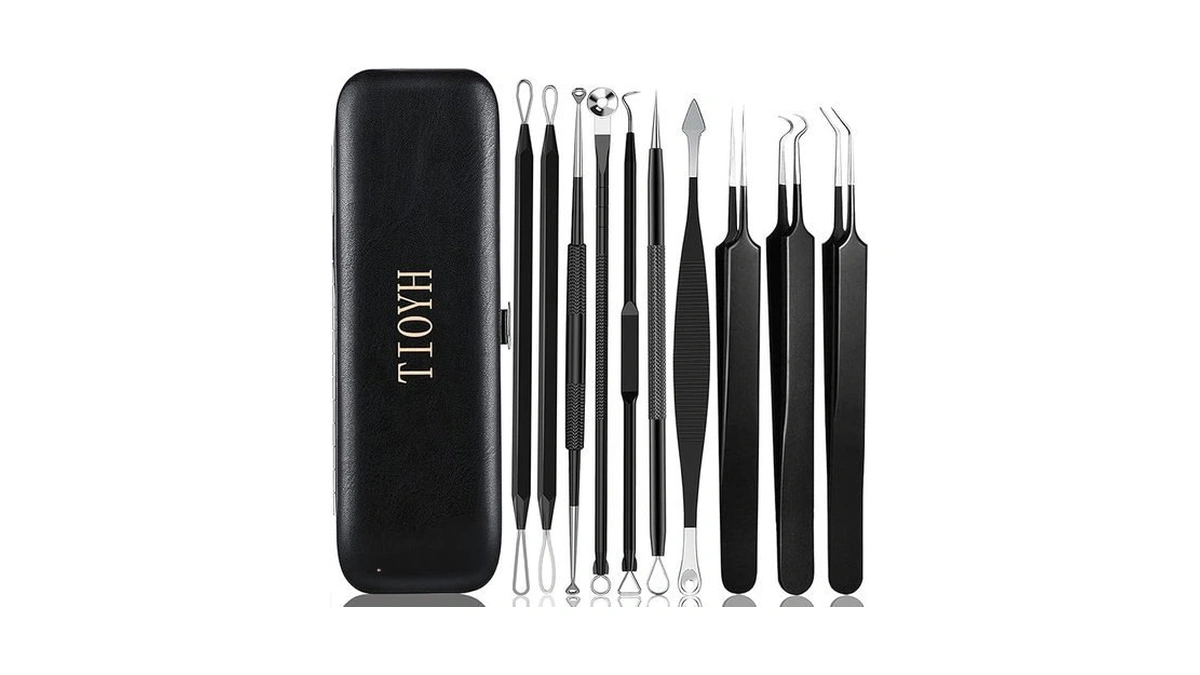 Professional Pimple Popper Tool Kit,10 Pcs Blackhead Remover Tweezers,extractor Acne