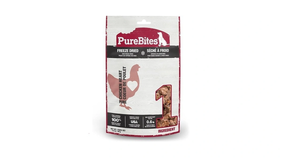 Purebites Chicken Heart Freeze Dried Dog Treats, 1 Ingredient, Made