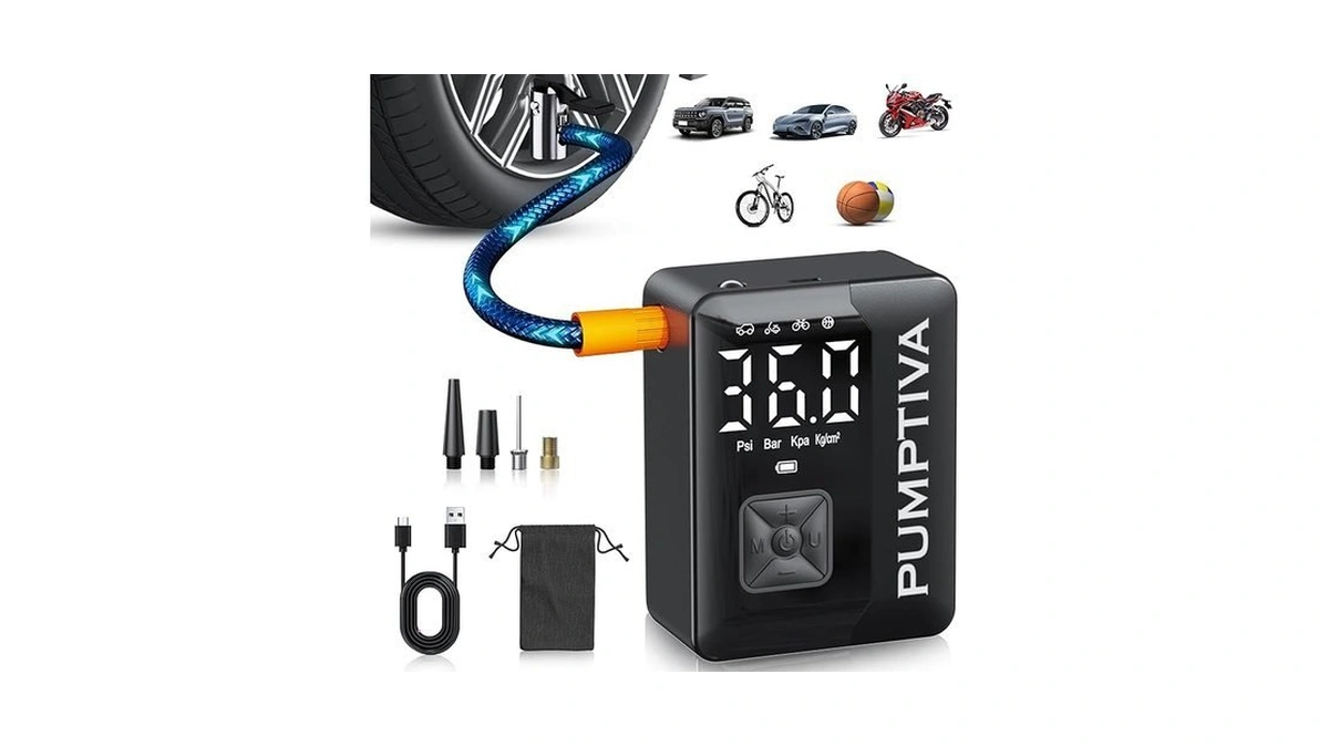 Pumptiva Tire Inflator Portable Air Compressor, 3x Faster Portable Tire