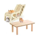 (2-piece Set) Hamster Game Wooden Platform, Tunnel Ladder Hidden Area
