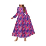 Hosika Girls Fall Floral Dresses Lantern Sleeve Mesh Aline High